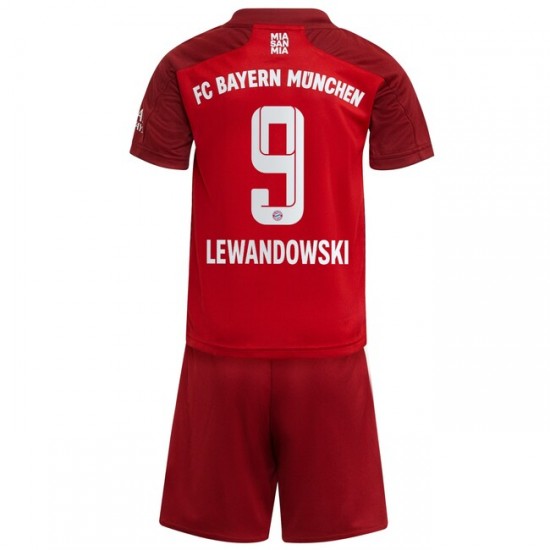 Camisola Bayern de Munique Robert Lewandowski 9 Criança Equipamento Primeiro 2021-2022 Manga Curta